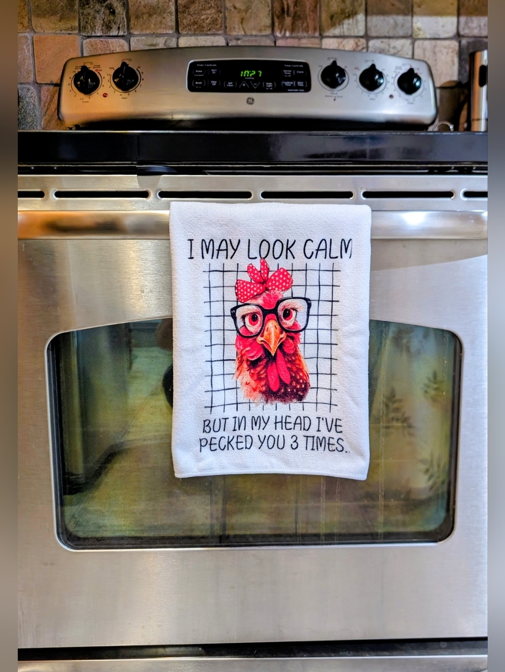 Funny Chicken Rooster Kitchen Dish Towels, Set Of 2, 16 X 24 Inch - Picture 3 of 6